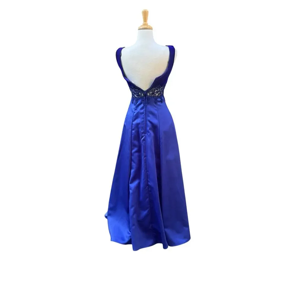 VTG ZumZum Prom Dress Gown 3/4 Blue Velvet Unconventional Lace Formal Glam 90s‎